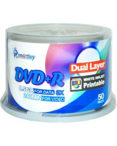 Smartbuy 50-disc 8.5GB/240min 8X DVD+R DL White Inkjet Hub Printable Blank Media Disc + Black Permanent Marker