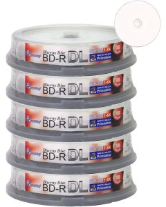 Smartbuy 50-disc 50gb 6X Blu-ray Bd-r Dl Dual Layer Double Layer White Inkjet Hub Printable Blank Data Video Recordable Media Disc with Cakebox/Spindle Packing