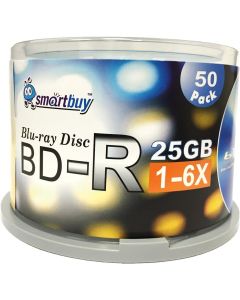 Smartbuy 200 Pack Bd-r 25gb 6X Blu-ray Single Layer Recordable Disc Logo Top Blank Data Video Media 200 Disc Spindle